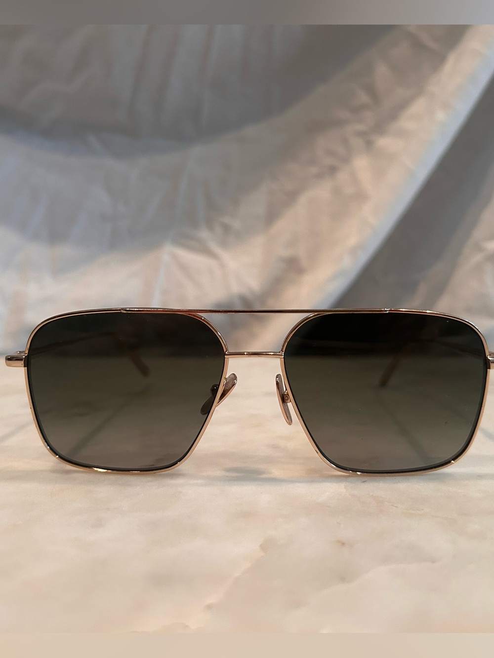 CHIMI Women’s Square Aviator Sunglasses - Gold Frame with Dark Green Lenses